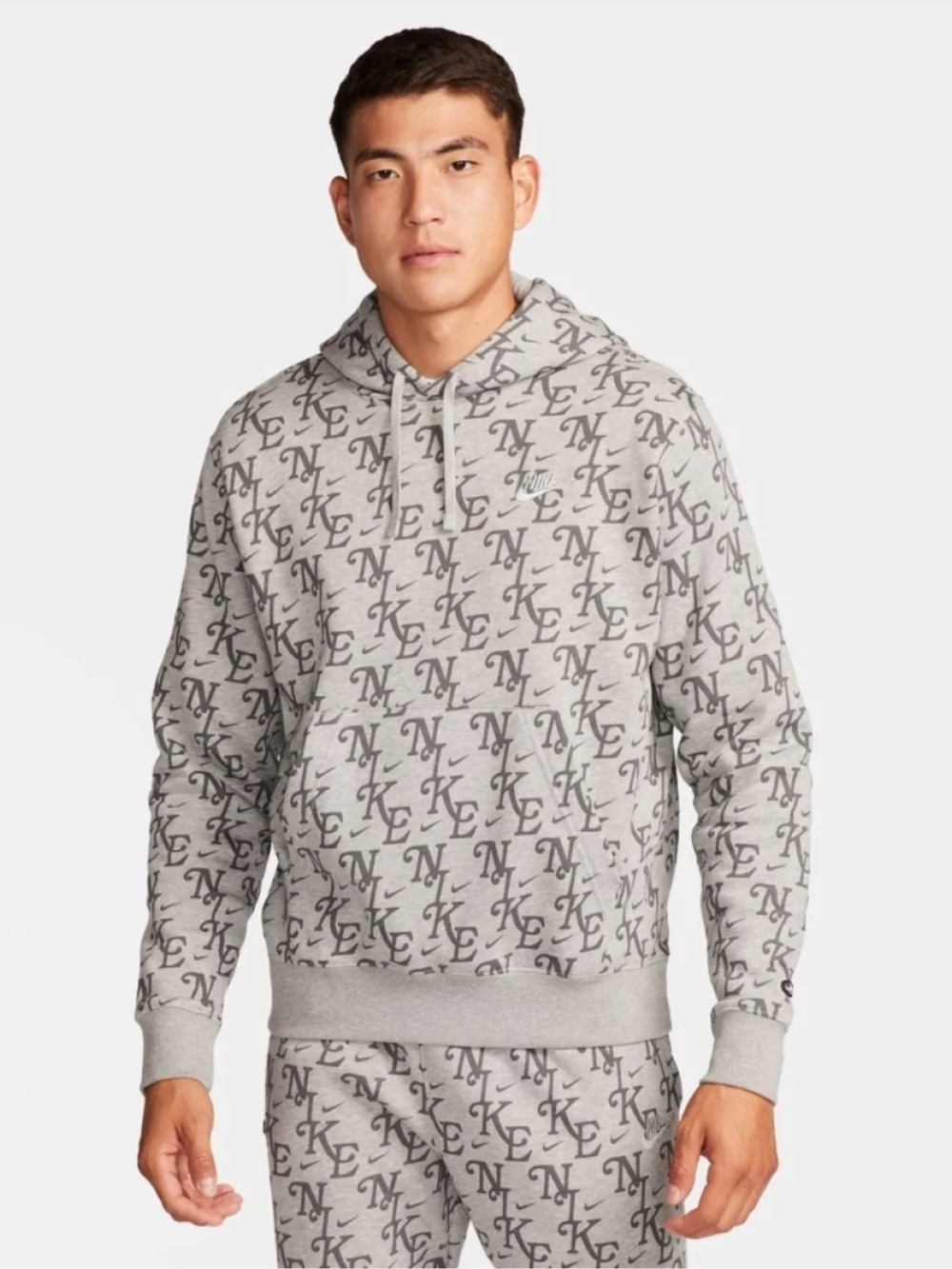 Nike Men’s Monogram Logo Gray Hoodie